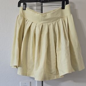 Cream Pleated Skater Mini Skirt for Casual Wear